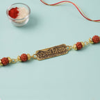 Om Namah Shivay Rudraksha Rakhi Oxidized Pendant Beaded Rakhi For Brother (1 Pc)