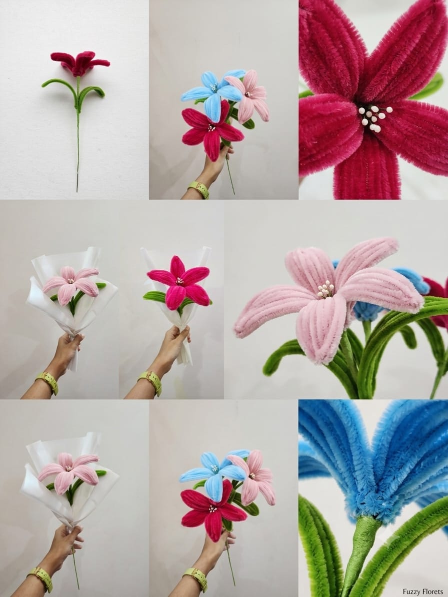 Single Lily Pipe Cleaner Flower Bouquet