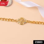 Mere Bhaiya Bracelet Rakhi Gold-plated Chain Rakhi With Stones For Brother (1 Pc)