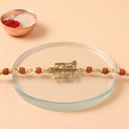 Jai Shree Ram Rudraksha Rakhi Golden Arrow Pendant Beaded Rakhi For Brother (1 Pc)