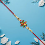 Multicolor Floral Rakhi With Pearl Beads And Red Thread  Festive Designer Bracelet For Raksha Bandhan